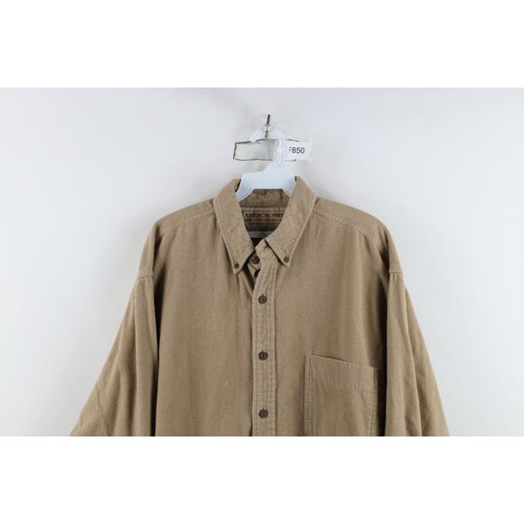 Vtg 90s Abercrombie & Fitch Mens L Distressed Chamois Cloth Button Down Shirt - Picture 2 of 15